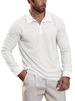 Men's Waffle Knit Polo Shirt - Long Sleeve Casual T-Shirt For Autumn, Comfortable & Stylish_viptrois.com
