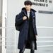 Cotton Jacket, Mid-Length, 2023 New Korean Style, Over-the-Knee, Hooded, Fashionable, Winter Thickened Men's Coat_viptrois.com