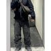 Vintage Distressed Workwear Pants - Relaxed Straight Leg French Carpenter Trousers With Paint Splatter Effect_viptrois.com