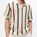 Men's Clothing Short Sleeved Sweater Men's Hollow Striped Contrast Color Slim Fit Business T Shirt_viptrois.com