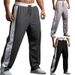 Men's Clothing Men's Sports Jogging Wide Leg Drawstring Elastic Waist Color Blocked Straight Casual Trousers_viptrois.com