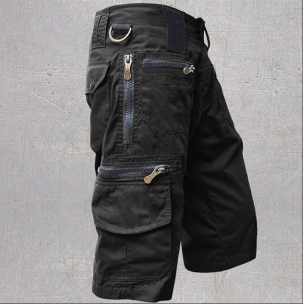 Men's Clothing European Men's Loose Straight Summer Large Size Trendy Casual Mid Length Pants With Multiple Pockets Pure Cotton Work Shorts Shorts_viptrois.com