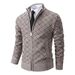 Men’s Fleece-Lined Stand Collar Knit Cardigan – Slim Fit Zip-Up Sweater For Winter (Sizes M-3XL)_viptrois.com
