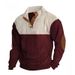 Cross-border European American Plus-size Autumn And Winter Men's Casual Color-blocked Turn-down Sports Sweatshirt_viptrois.com