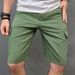 Men's Casual Distressed Denim Cargo Shorts - Mid Waist Slim Fit Stretch Cotton Army Green Streetwear_viptrois.com