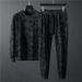 Men's Clothing Goods New Personality Simple Jacquard Round Neck Long-sleeved Sweater Trousers Two-piece Suit Men's Suit Trendy_viptrois.com
