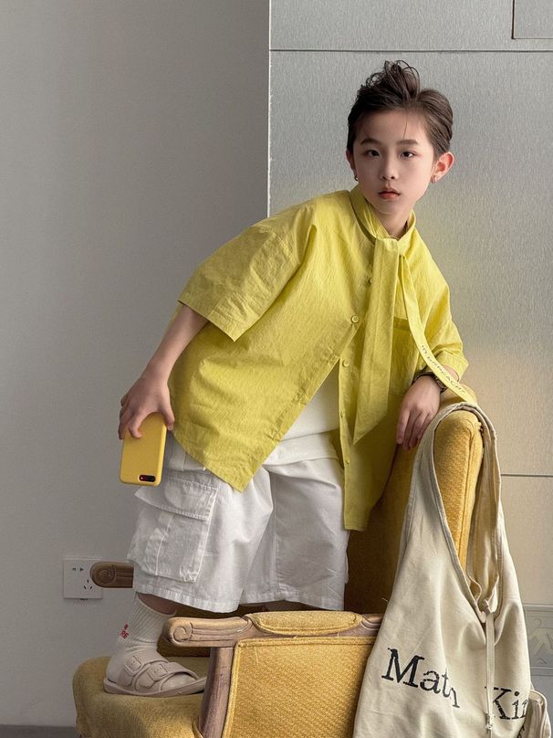 Spade Seven 2025 New Summer Boys Korean Fashion Striped Shirt Children's Summer Short Sleeved Shirt Tops_viptrois.com