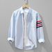 Men's Clothing Long Sleeved Shirt Retro Color Matching Stripes Casual Handsome Shirt Jacket_viptrois.com