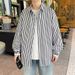 Men's Clothing Striped Long Sleeved Shirt Loose And Versatile Handsome Casual Shirt_viptrois.com