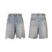 Men's Clothing National Trend High Street Washed Distressed Rhinestone Worn Denim Shorts Unisex Loose Wide Leg Straight Trousers_viptrois.com