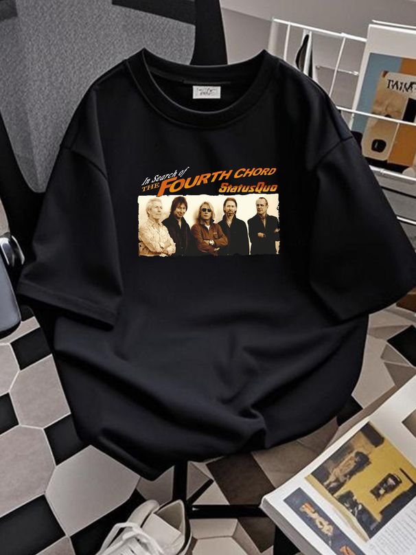 Status Quo T Shirt Large Black Tour Concert Oversized Rock N Roll Stylish Soft Versatile Summer Fashion Homme Designer Clothes Unisex Breathable_viptrois.com