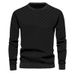 Men's Jacquard Knit Sweater – Heavyweight Geometric Crewneck Pullover (Black/Grey/Khaki) – Breathable Polyester Blend For Smart Casual Wear_viptrois.com