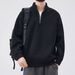 Half-zipper Stand-up Neck Sweater Men's Autumn And Winter Retro Thickened Men's Solid Color Simple Casual Top Jacket Men_viptrois.com