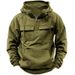 "Retro Men's Hooded Sweatshirt – Oversized Fit With Leather Patch Pockets (Navy/Black/Army Green/Khaki, S-XXL)"_viptrois.com