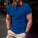2024 Spring Button Shirt Solid Color Short Sleeved Polo Collar T-shirt Casual Fit Top Men's Wear_viptrois.com