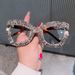Candy Colored Large Frame Pearl Rhinestone Decoration Net Celebrity Flat Glasses Plain Makeup Personality Anti Blue Light Glasses_viptrois.com