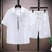 Men's Clothing Summer Solid Color New Suit Thin Sports Leisure Two Piece Suit Handsome Short Sleeved Shirt Shorts Set Trendy_viptrois.com