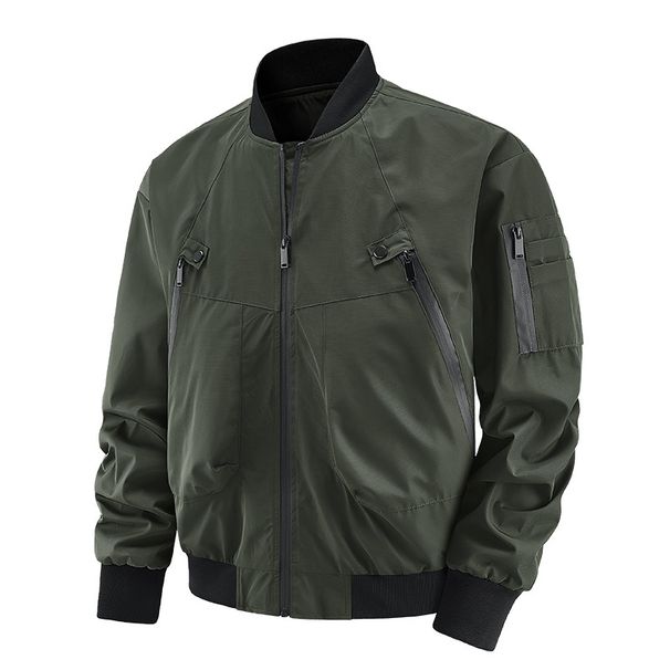 Baseball Collar Multi Pocket Spring And Jacket Men's Workwear Plus Size Casual Flying Clothes Autumn New Style_viptrois.com