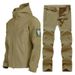 Pulse Outdoor Set For Men Winter Warm Soft Shell Jacket And Pants Fishing Skiing Hiking Fleece Camouflage_viptrois.com