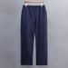 Men's Clothing Plus Size Straight Linen Casual Pants Loose High Waist Deep Crotch Middle Aged And Elderly Pants_viptrois.com