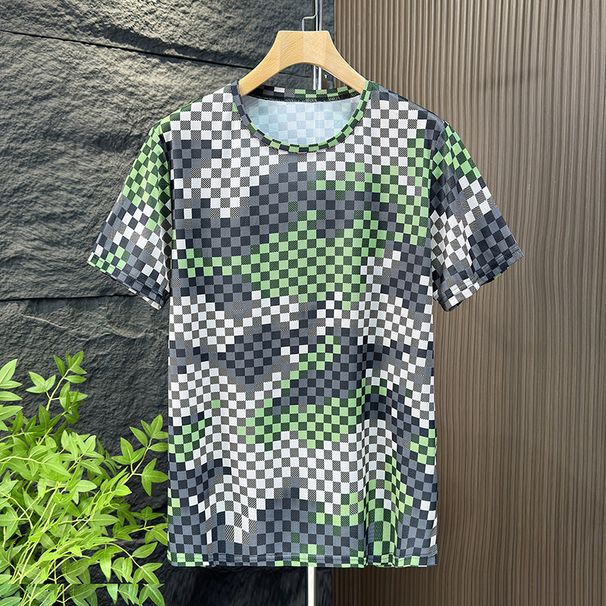 Men's Clothing Summer Casual Ice Silk Men's T Shirt Short Sleeve New Plus Size Fat Loose Sports Suit Men's_viptrois.com