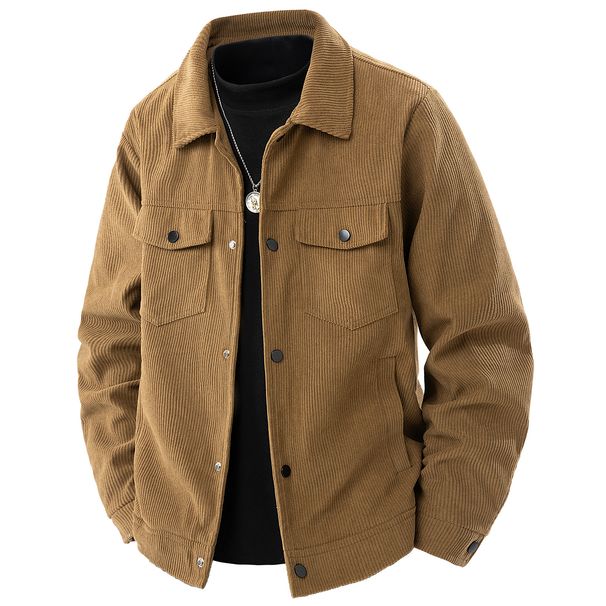 K Men's Coat, Lapel Collar, Workwear, Versatile, Loose Casual Jacket, Top. No Necklaces Or Other Accessories_viptrois.com