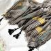 Unisex Thousand bird lattice scarf women simple fashion silk scarf tassel plaid scarf shawl_viptrois.com
