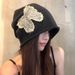 Small Niche Design With Bow Embroidery Black Pile For Women In Spring Summer, Showing Off Their Face, Small Streets, Big_viptrois.com