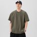 American Cotton Pure Color Simple Short Sleeved For Men, Loose Round Neck Casual Versatile Five Quarter Sleeve T-shirt_viptrois.com