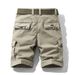 Men's Multi-Pocket Work Shorts Loose Straight Five Pants Mid Pants Solid Colour Breeches_viptrois.com