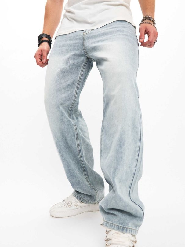 Men's Clothing Jeans Trendy Trousers High Street Solid Color Wide Leg Pants_viptrois.com