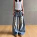 Men's Clothing High Street Old Washed Scimitar Jeans New Style Niche High Waist Straight Floor Length Wide Leg Pants_viptrois.com