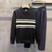 New Long Sleeved Knitted Sweater, Men's Polo Shirt, Collar Striped, Light Mature Style_viptrois.com