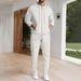 Men's Clothing Spring And Autumn Sports Leisure Waffle Hooded Long Sleeved Sweatshirt Suit_viptrois.com