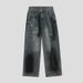 High Street Vibe Ink Splashed Hole Jeans For Men And Women Loose Deconstructed All Match Straight Wide Leg Trousers_viptrois.com