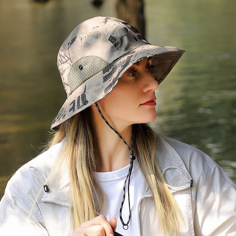 Women's Summer Bucket Hat - Quick-Dry, UPF50+ Sun Protection & Watercolor Camo Design For Outdoor Activities_viptrois.com