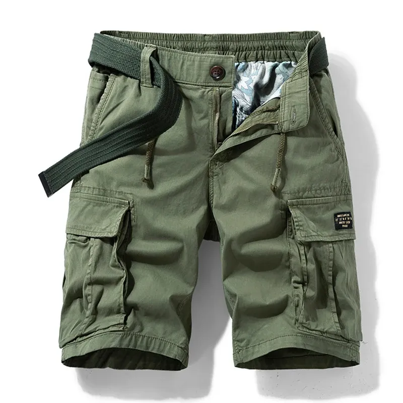 2025 Men Summer New Multi Pocket Cotton Cargo Outdoor Breathable Male Fashion Solid Quick Dry Jogger Shorts Pants_viptrois.com