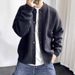 Korean-Style Zip Cardigan – Oversized British-Inspired Knit Sweater (M-3XL, Black/Green/Beige)_viptrois.com