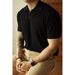 Men's Clothing Knitted Sweater Ice Silk Short Sleeved Men's Slim Business Polo Shirt V Neck Trendy T Shirt_viptrois.com