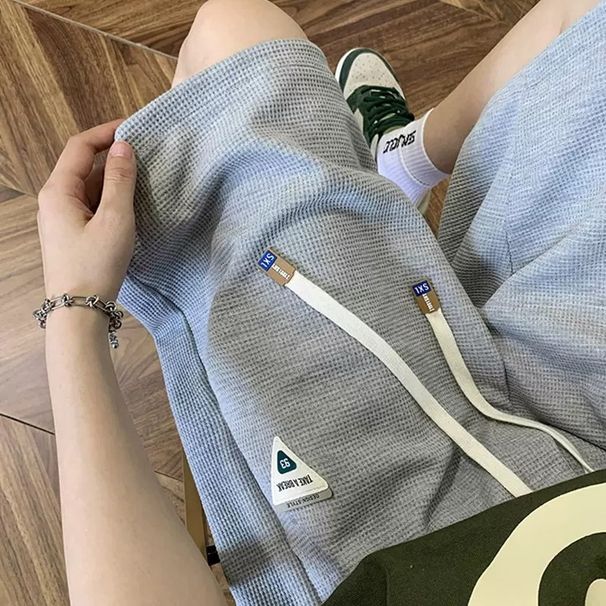 Men's Clothing Waffle casual quick drying shorts men's summer loose large size straight fat men's trendy five point pants sports pants_viptrois.com