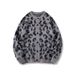 Men's Clothing American High Street Leopard Print Cardigan Sweater For Men And Women Streetwear Leopard Print Cardigan - Oversized Knit Sweater (Gray)_viptrois.com