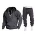 Men's Half-Zip Hoodie & Jogger Set - Winter Warm Fleece-Lined Pullover With Pockets, Athletic Casual Outfit For Gym, Running, Travel_viptrois.com