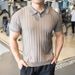 Men's Performance Running Polo Shirt - 2025 Summer Elastic Fitness Top | Moisture-Wicking Texture Stripe Design | Quick-Dry Solid Color Sportswear_viptrois.com