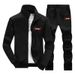 Men's Sportswear 2-Piece Set | Breathable Polyester Gym Outfit | Running & Training Suit (M-5XL, Grey/Black/Navy)_viptrois.com