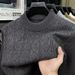 Autumn New Solid Color Half Turtleneck Thickened Cable Knit Warm Sweater Men's Winter Base Shirt_viptrois.com