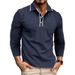 Men's Casual Business Polo Shirt Long Sleeve Cotton Blend Slim Fit Turn Collar Tops For Autumn Winter_viptrois.com