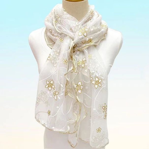 Internet Celebrity Printed Ruffled Scarf For Women Korean Style Spring And Autumn Long Sun Protection Shawl Veil_viptrois.com