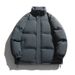 Solid Color Puffer Autumn Winter Couple Stand Collar Men Women Thickened Coat Cotton Padded Jacket_viptrois.com