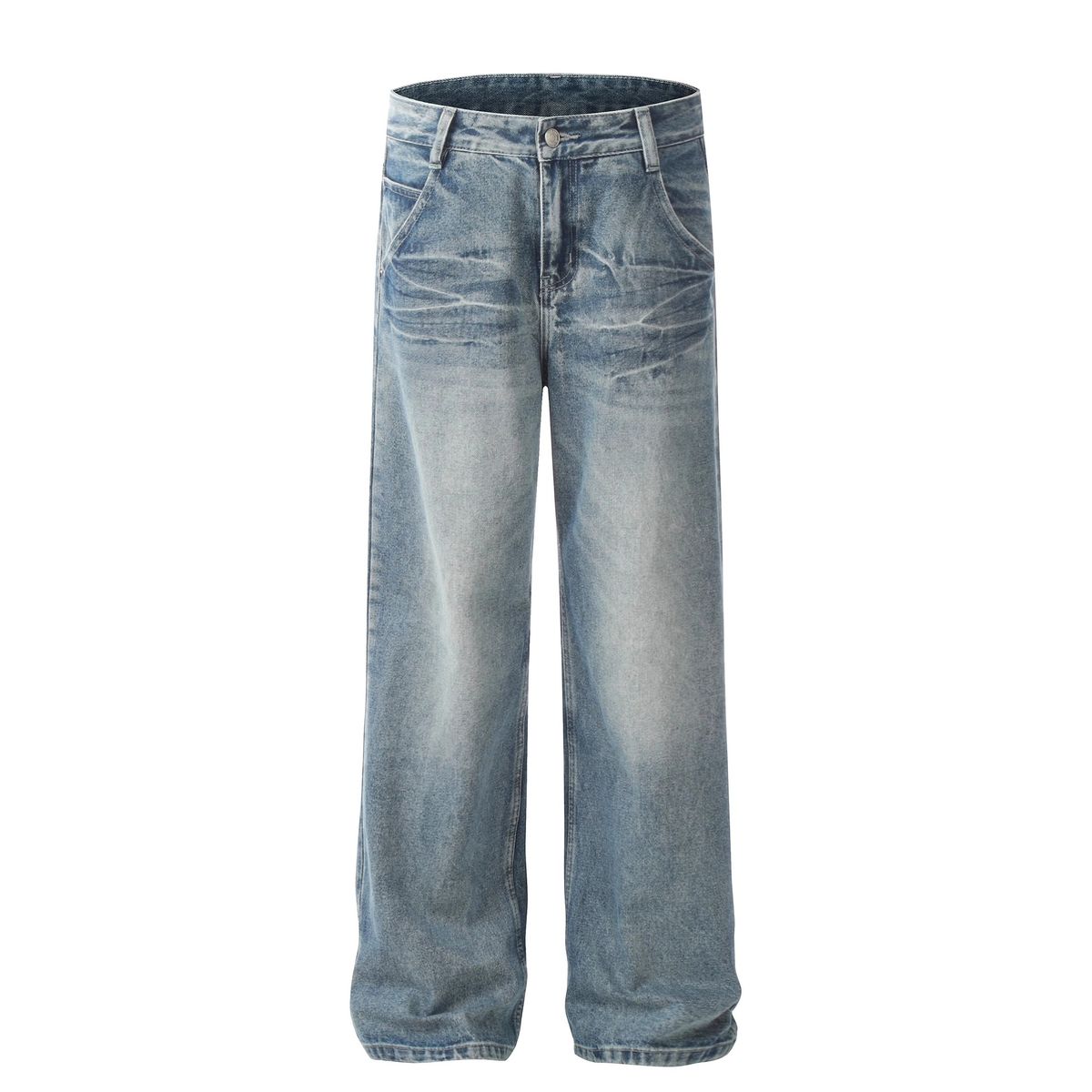 Men's Vintage Washed Jeans – Relaxed Straight Fit Denim Pants With Classic Five-Pocket Design (S-XXXL)_viptrois.com