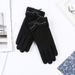 New autumn and winter cashmere gloves women's outdoor cycling bow plus velvet thickened cold-proof touch screen warm gloves women_viptrois.com